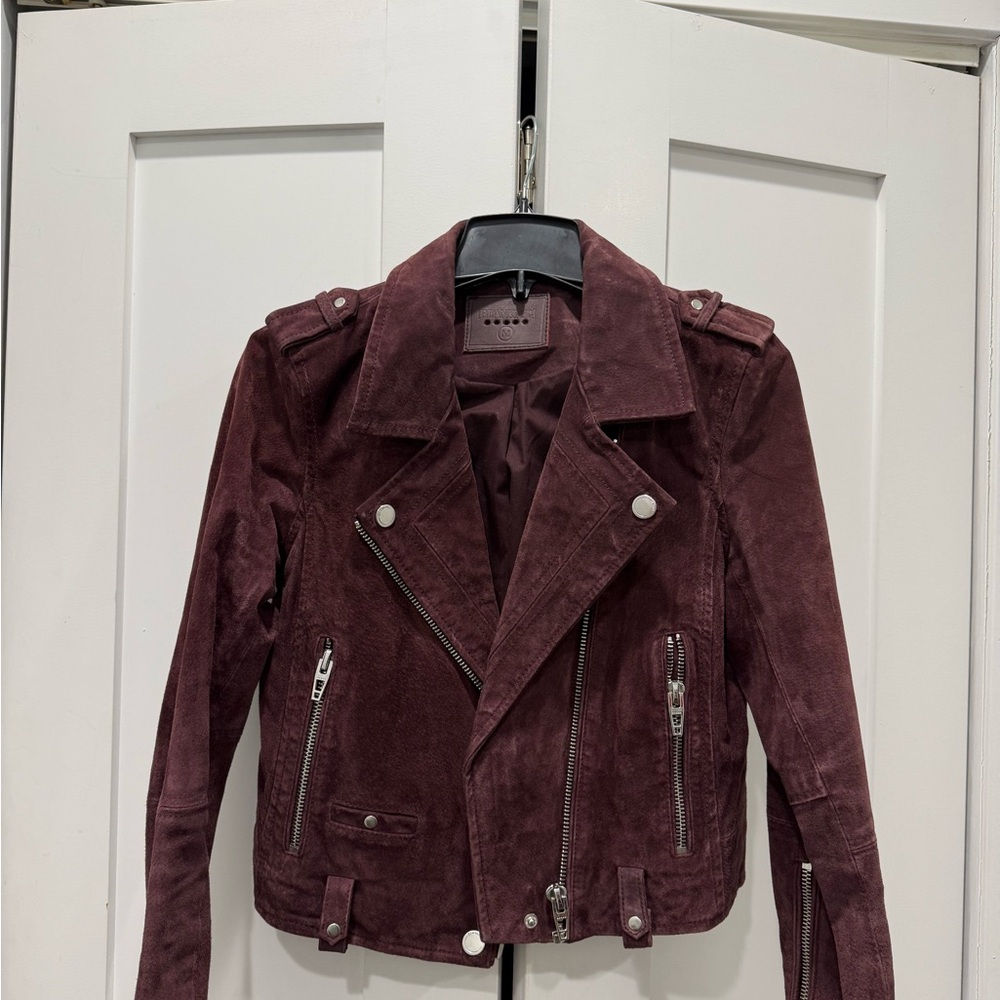 Blank NYC Suede Moto Jacket in Burgundy